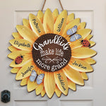 Grandkids Keep The Heart Young - Family Personalized Custom Shaped Home Decor Wood Sign - House Warming Gift For Mom, Grandma