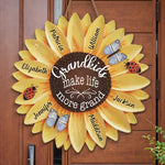 Grandkids Keep The Heart Young - Family Personalized Custom Shaped Home Decor Wood Sign - House Warming Gift For Mom, Grandma