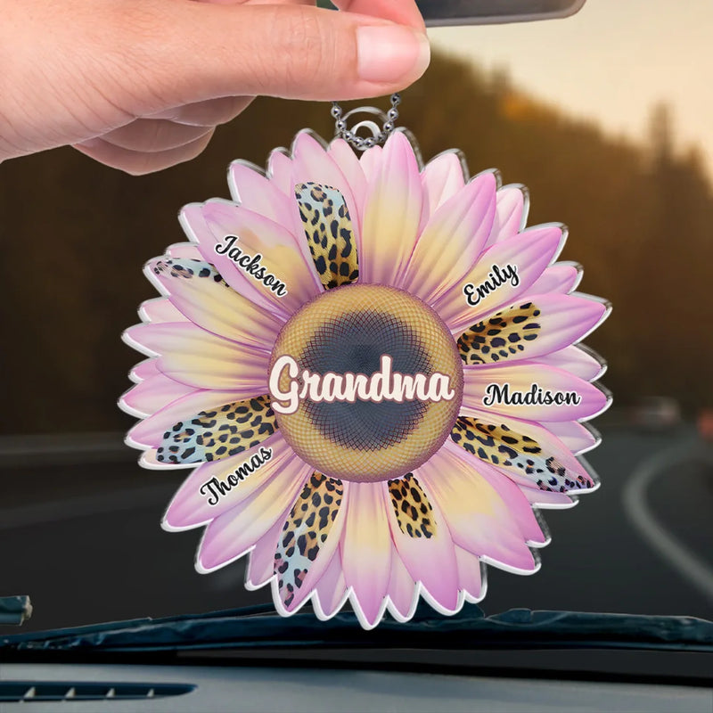 Grandmas Are The Gardeners Of Happiness - Family Personalized Custom Car Ornament - Acrylic Custom Shaped - Gift For Grandma, Grandparent