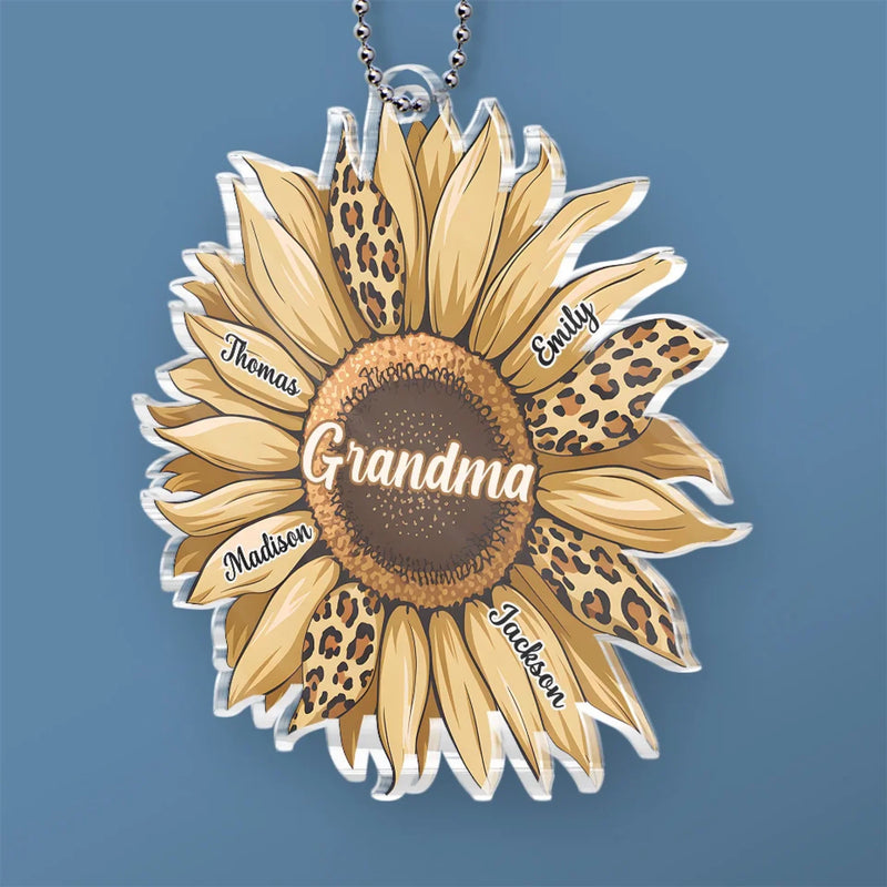 A Grandchild Is A Grandparent’s Treasure - Family Personalized Custom Car Ornament - Acrylic Custom Shaped - Gift For Mom, Grandma