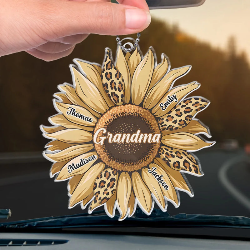 A Grandchild Is A Grandparent’s Treasure - Family Personalized Custom Car Ornament - Acrylic Custom Shaped - Gift For Mom, Grandma
