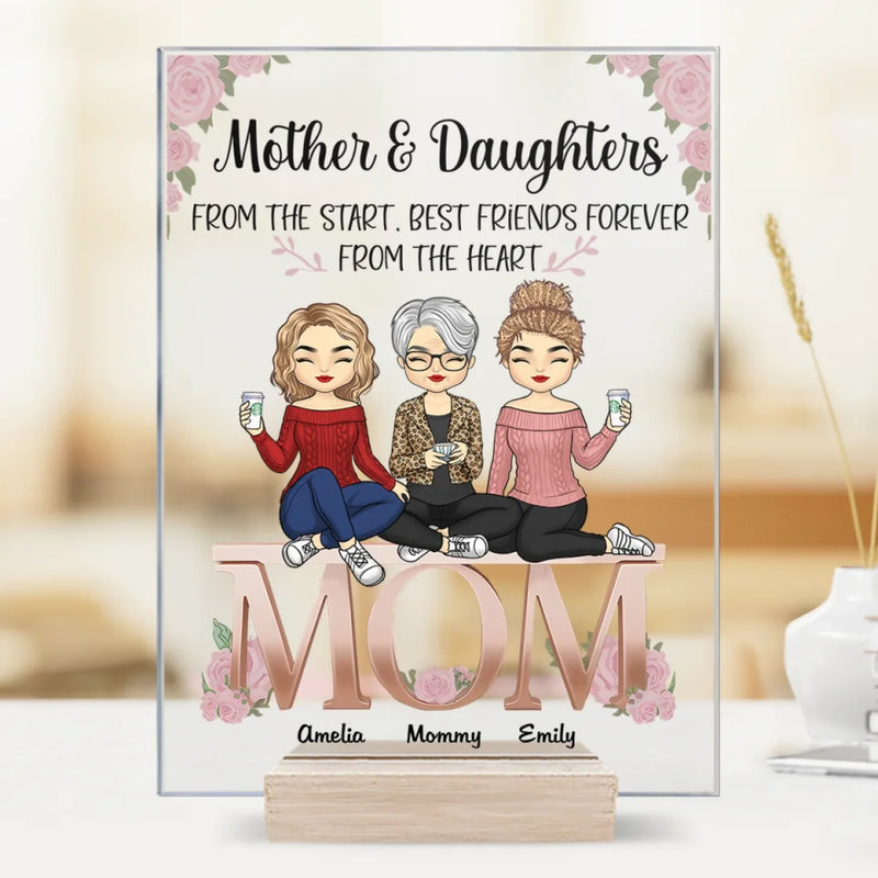 The Love Between A Mother And Daughter Never Fades - Family Personalized Custom Rectangle Shaped Acrylic Plaque - Gift For Mom, Daughter