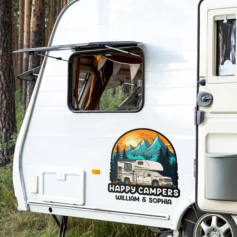 Roam Far, Camp Near - Camping Personalized Custom RV Decal - Gift For Yourself, Best Friends, Siblings, Family Members, Camping Lovers