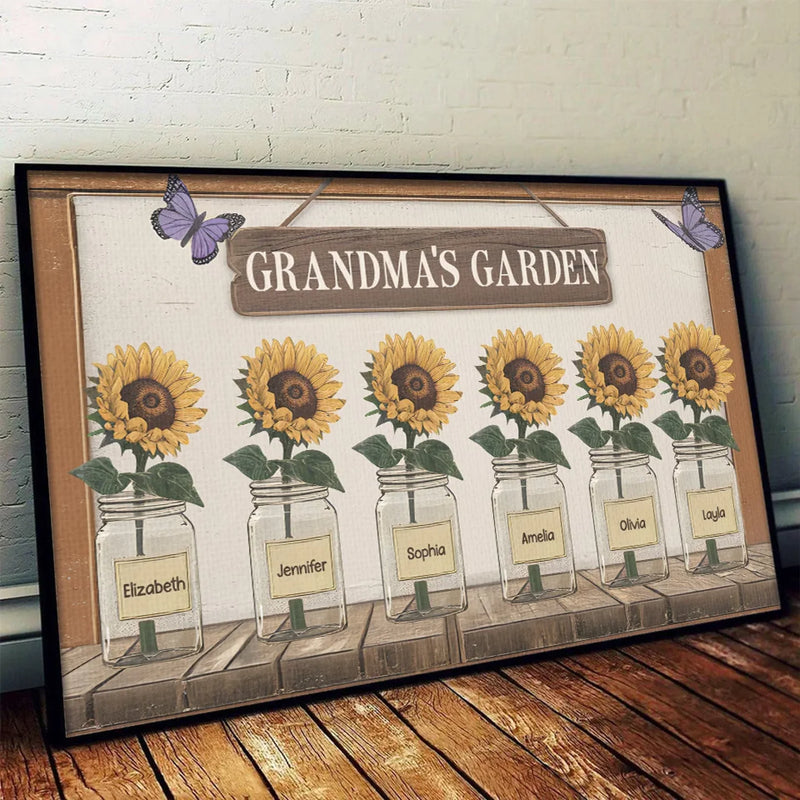 She Plants Seeds Of Love And Watches Her Family Bloom - Family Personalized Custom Horizontal Poster - Gift For Mom, Grandma