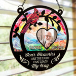 Custom Photo Your Memories Are The Light - Memorial Personalized Window Hanging Suncatcher Ornament - Sympathy Gift For Family