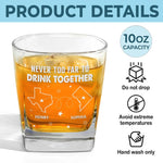 Miles Can't Break Family Ties - Family Personalized Custom Square Whiskey Glass - Gift For Family Members