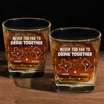 Miles Can't Break Family Ties - Family Personalized Custom Square Whiskey Glass - Gift For Family Members