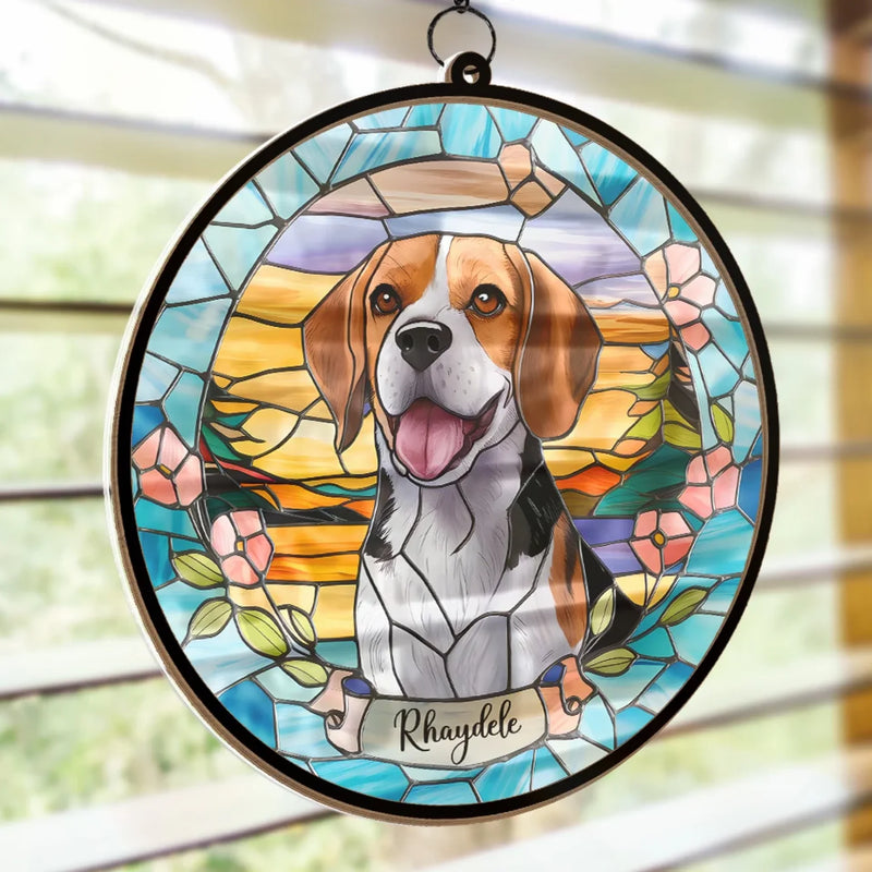 Custom Photo Your Spirit Will Always Be With Me - Memorial Personalized Window Hanging Suncatcher Ornament - Sympathy Gift For Pet Owners, Pet Lovers