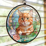 Custom Photo Love You Forever - Memorial Personalized Window Hanging Suncatcher Ornament - Sympathy Gift For Cat Lovers, Pet Lovers