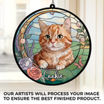 Custom Photo Love You Forever - Memorial Personalized Window Hanging Suncatcher Ornament - Sympathy Gift For Cat Lovers, Pet Lovers