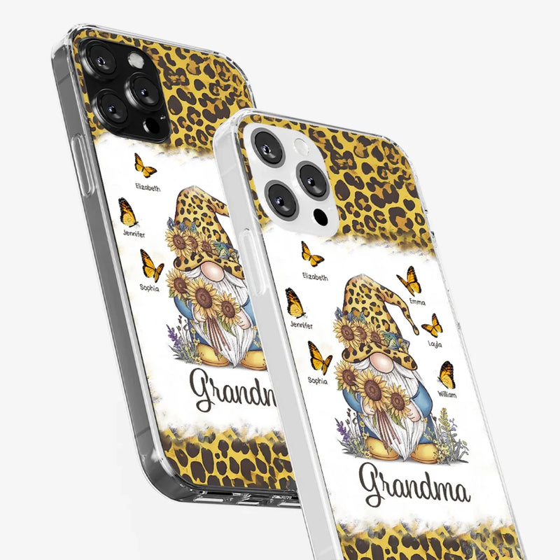 A Gnome’s Wisdom, A Grandma’s Heart - Family Personalized Custom Clear Phone Case - Gift For Grandma