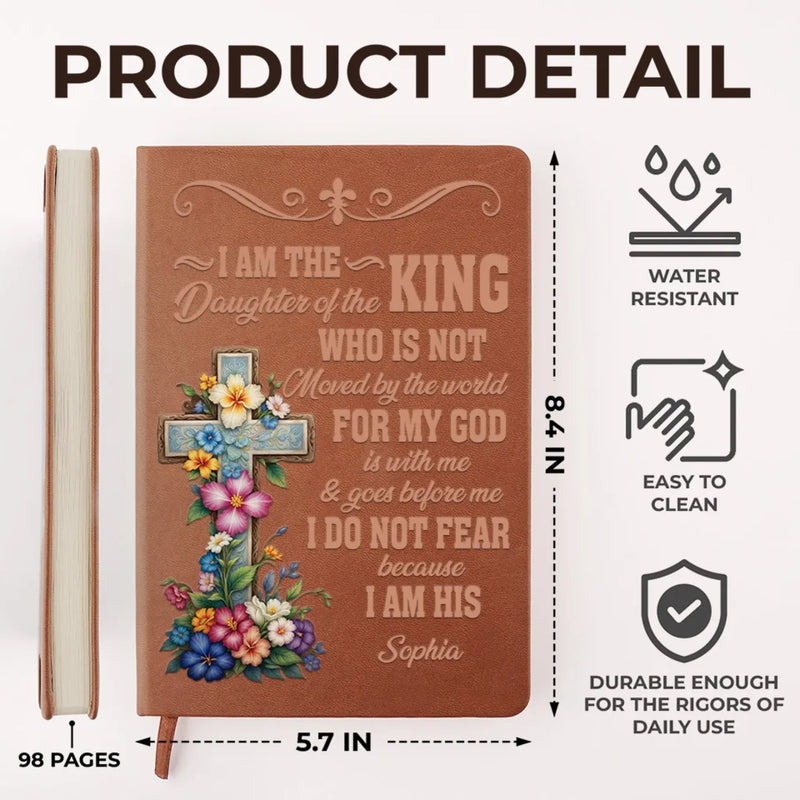 I Am The Daughter Of The King - Family Personalized Custom Leather Journal - Gift For Yourself, Best Friends, Siblings, Family Members