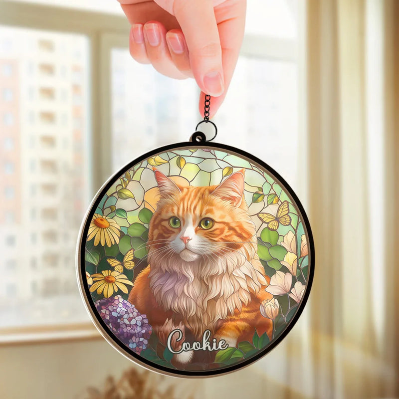 Custom Photo Life Was Better With You In It - Memorial Personalized Window Hanging Suncatcher Ornament - Sympathy Gift For Pet Owners, Pet Lovers