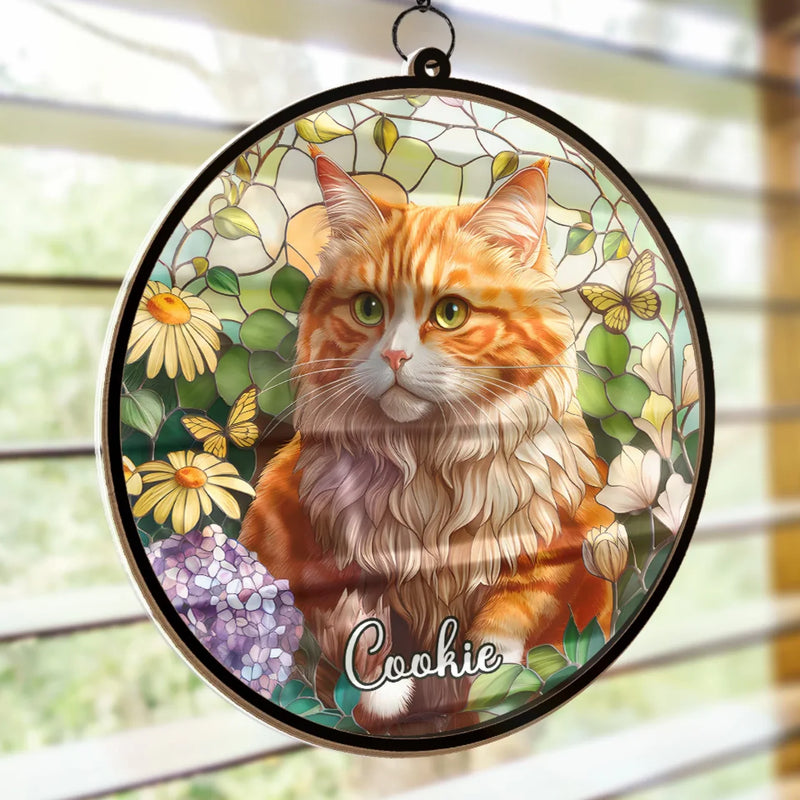 Custom Photo Life Was Better With You In It - Memorial Personalized Window Hanging Suncatcher Ornament - Sympathy Gift For Pet Owners, Pet Lovers
