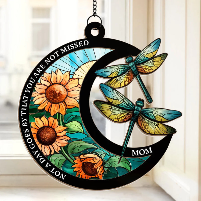 Time May Pass, But Memories Remain Evergreen - Memorial Personalized Window Hanging Suncatcher Ornament - Sympathy Gift For Family Members