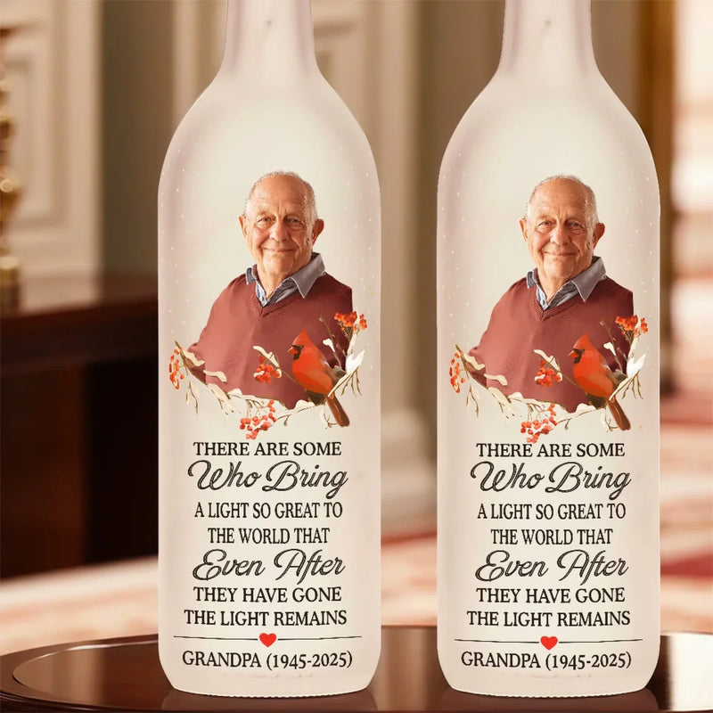 Custom Photo Always In My Heart, Never Far Away - Memorial Personalized Custom Bottle Lamp - Sympathy Gift For Family Members