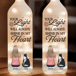 Wagging Tails In Heaven - Memorial Personalized Custom Bottle Lamp - Sympathy Gift For Cat Lovers