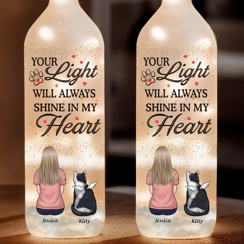 Wagging Tails In Heaven - Memorial Personalized Custom Bottle Lamp - Sympathy Gift For Pet Owners, Pet Lovers