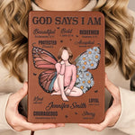 I Am As Strong As God Says - Family Personalized Custom Leather Journal - Gift For Yourself, Best Friends, Siblings, Family Members