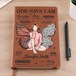 I Am As Strong As God Says - Family Personalized Custom Leather Journal - Gift For Yourself, Best Friends, Siblings, Family Members