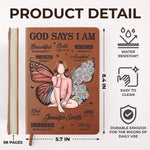 I Am As Strong As God Says - Family Personalized Custom Leather Journal - Gift For Yourself, Best Friends, Siblings, Family Members