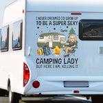 Born To Camp, Forced To Work - Camping Personalized Custom RV Decal - Gift For Yourself, Best Friends, Siblings, Family Members, Camping Lovers