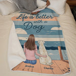Life Is Better With A Wagging Tail - Dog Personalized Custom Blanket - Gift For Pet Owners, Pet Lovers