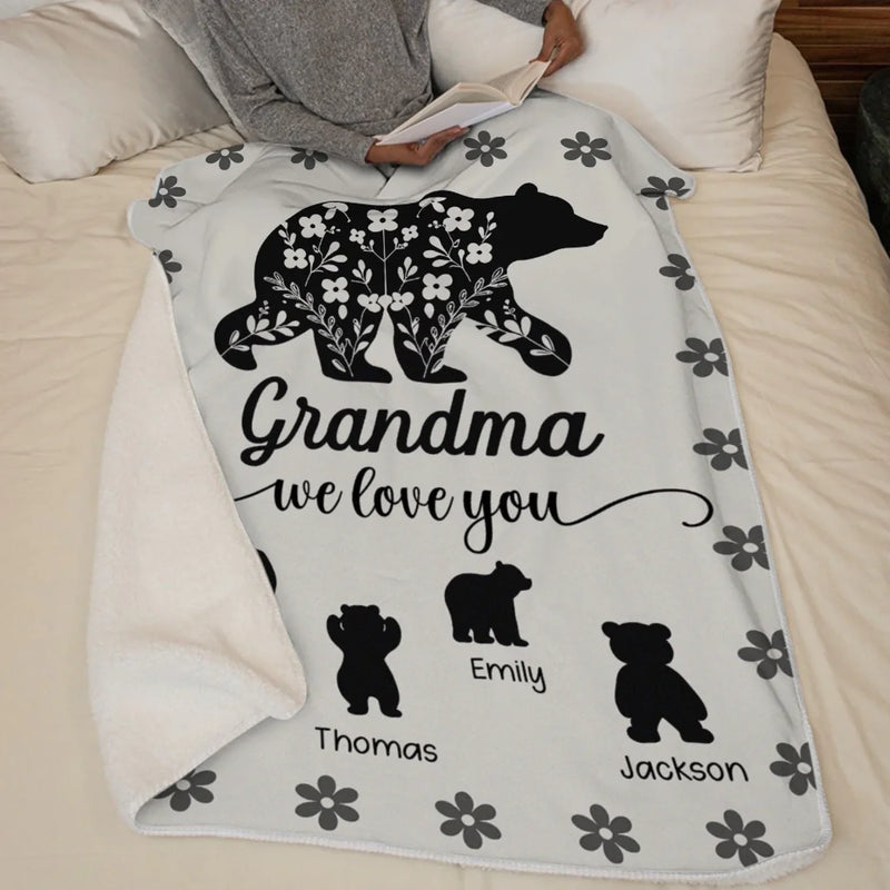 Grandma Fill Our Hearts With Love - Family Personalized Custom Blanket - Gift For Grandma