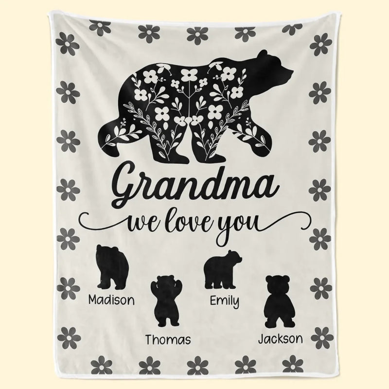 Grandma Fill Our Hearts With Love - Family Personalized Custom Blanket - Gift For Grandma