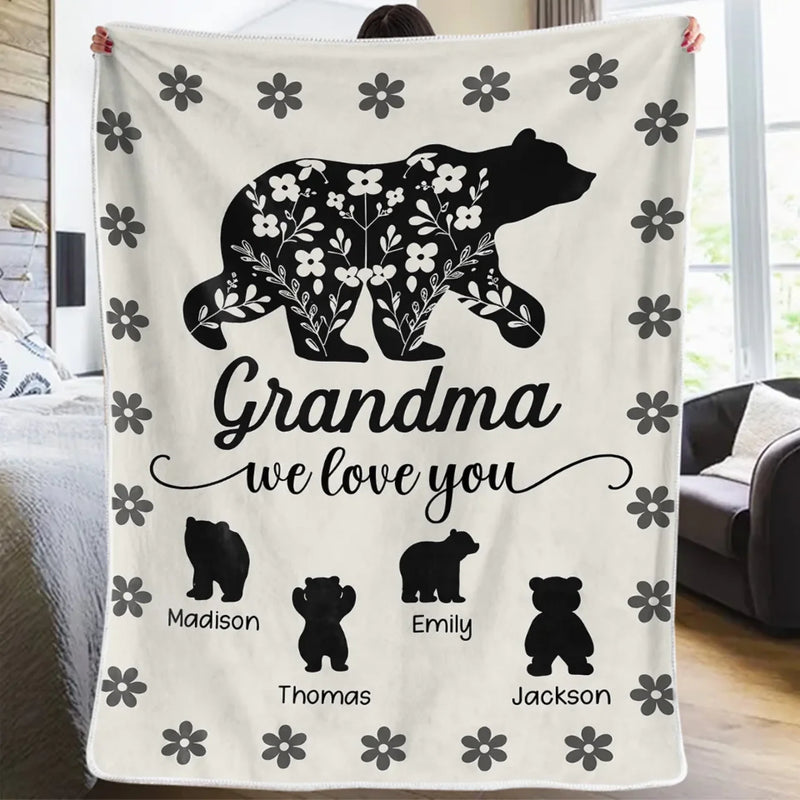 Grandma Fill Our Hearts With Love - Family Personalized Custom Blanket - Gift For Grandma