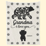 Grandma Fill Our Hearts With Love - Family Personalized Custom Blanket - Gift For Grandma