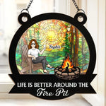 Campfire Nights, Endless Memories - Family Personalized Window Hanging Suncatcher Ornament - Gift For Yourself, Best Friends, Siblings, Family Members