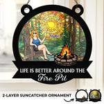 Campfire Nights, Endless Memories - Family Personalized Window Hanging Suncatcher Ornament - Gift For Yourself, Best Friends, Siblings, Family Members