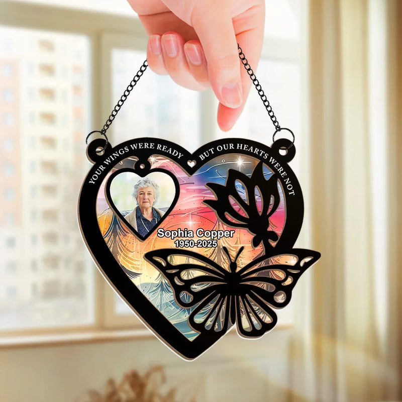 Custom Photo In Loving Memory Of The Moments That Never Dim - Memorial Personalized Window Hanging Suncatcher Ornament - Sympathy Gift For Family