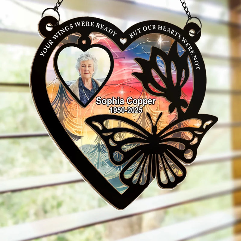 Custom Photo In Loving Memory Of The Moments That Never Dim - Memorial Personalized Window Hanging Suncatcher Ornament - Sympathy Gift For Family