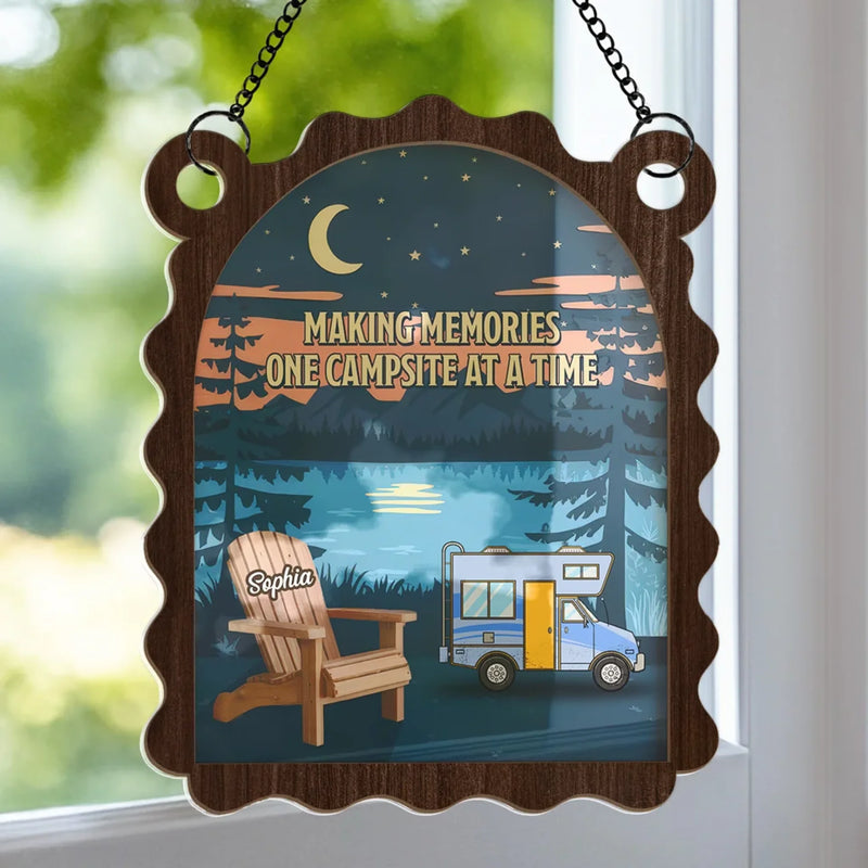 Making Memories And Leaving Footprints - Family Personalized Window Hanging Suncatcher - Gift For Yourself, Best Friends, Siblings, Family Members