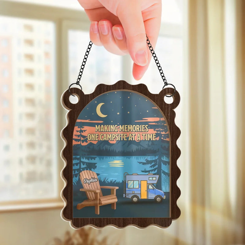 Making Memories And Leaving Footprints - Family Personalized Window Hanging Suncatcher - Gift For Yourself, Best Friends, Siblings, Family Members