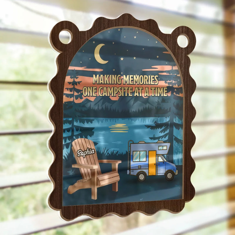 Making Memories And Leaving Footprints - Family Personalized Window Hanging Suncatcher - Gift For Yourself, Best Friends, Siblings, Family Members