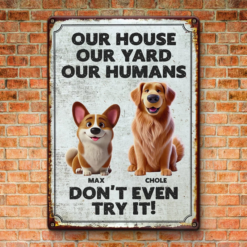 Dogs Don't Just Guard Houses, They Guard Hearts - Dog Personalized Custom Home Decor Metal Sign - House Warming Gift For Pet Owners, Pet Lovers