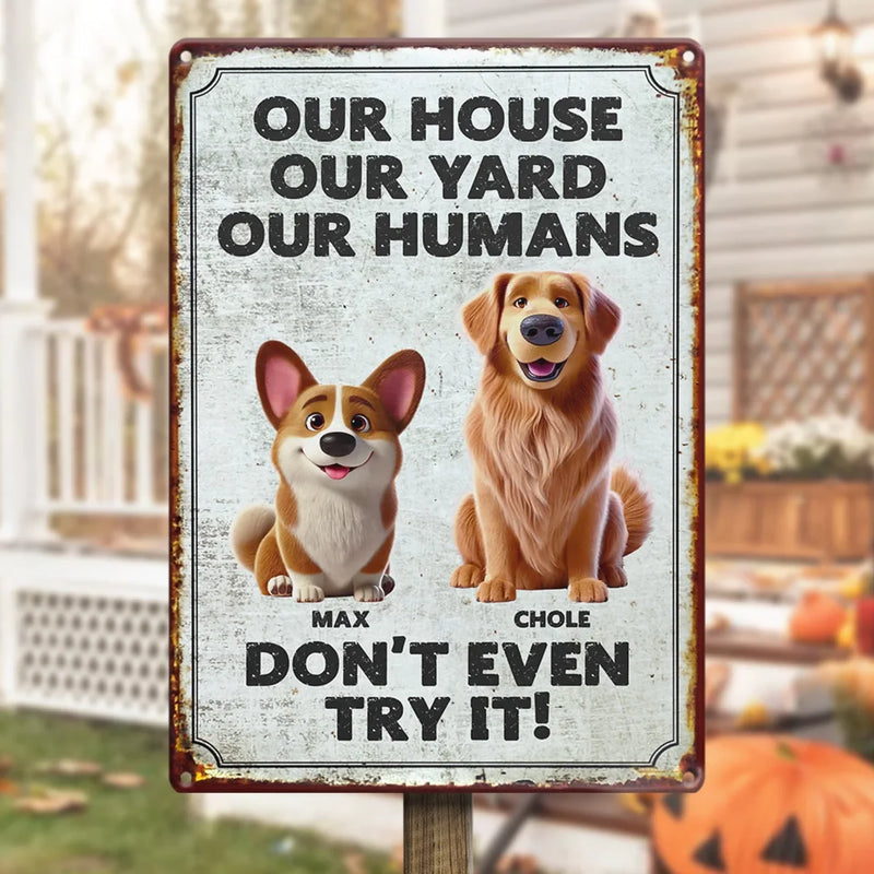 Dogs Don't Just Guard Houses, They Guard Hearts - Dog Personalized Custom Home Decor Metal Sign - House Warming Gift For Pet Owners, Pet Lovers