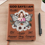Custom Name Christian Butterfly Gifts for Women - Personalized Leather Journal