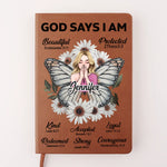 Custom Name Christian Butterfly Gifts for Women - Personalized Leather Journal