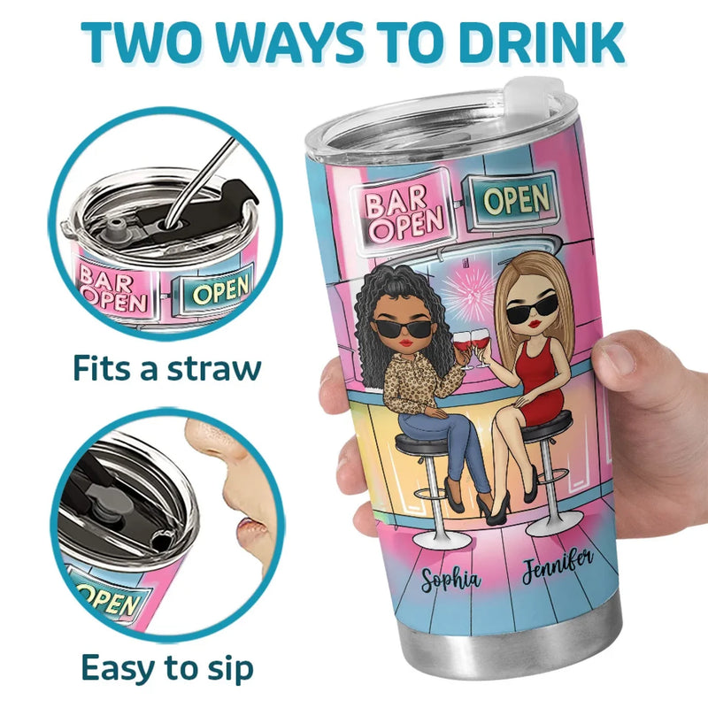 We’re Chaos And Laughter - Bestie Personalized Custom Tumbler -  Gift For Best Friends, BFF, Bestie