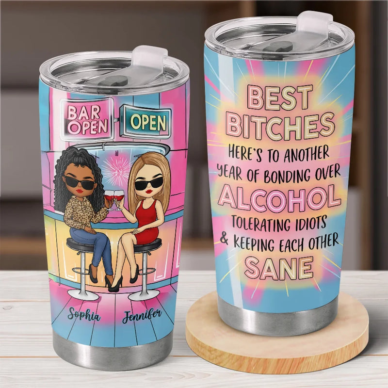 We’re Chaos And Laughter - Bestie Personalized Custom Tumbler -  Gift For Best Friends, BFF, Bestie