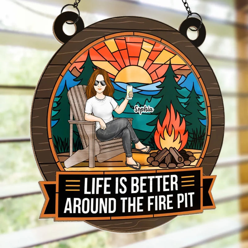 Heat Of The Fire, Peace Of The Night - Family Personalized Window Hanging Suncatcher Ornament - Gift For Yourself, Best Friends, Siblings, Family Members