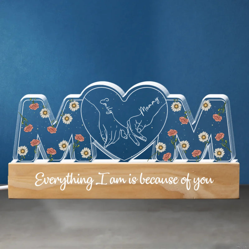 Let Her Know Her Love Lights Up Your Life - Family  Personalized Custom Acrylic Block 3D LED Night Light - Gift For Mom, Daughter