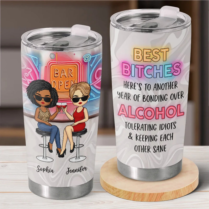 Cheers To Friendship And Endless Sips - Bestie Personalized Custom Tumbler -  Gift For Best Friends, BFF, Sisters