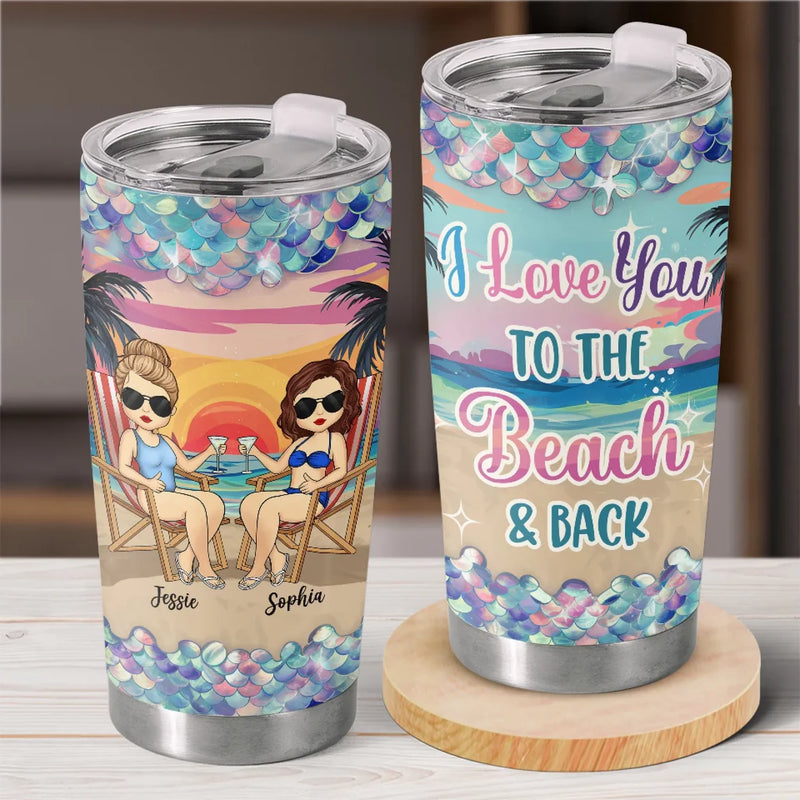 Waves, Wine, And My Partner In Crime - Bestie Personalized Custom Tumbler -  Gift For Best Friends, BFF, Sisters