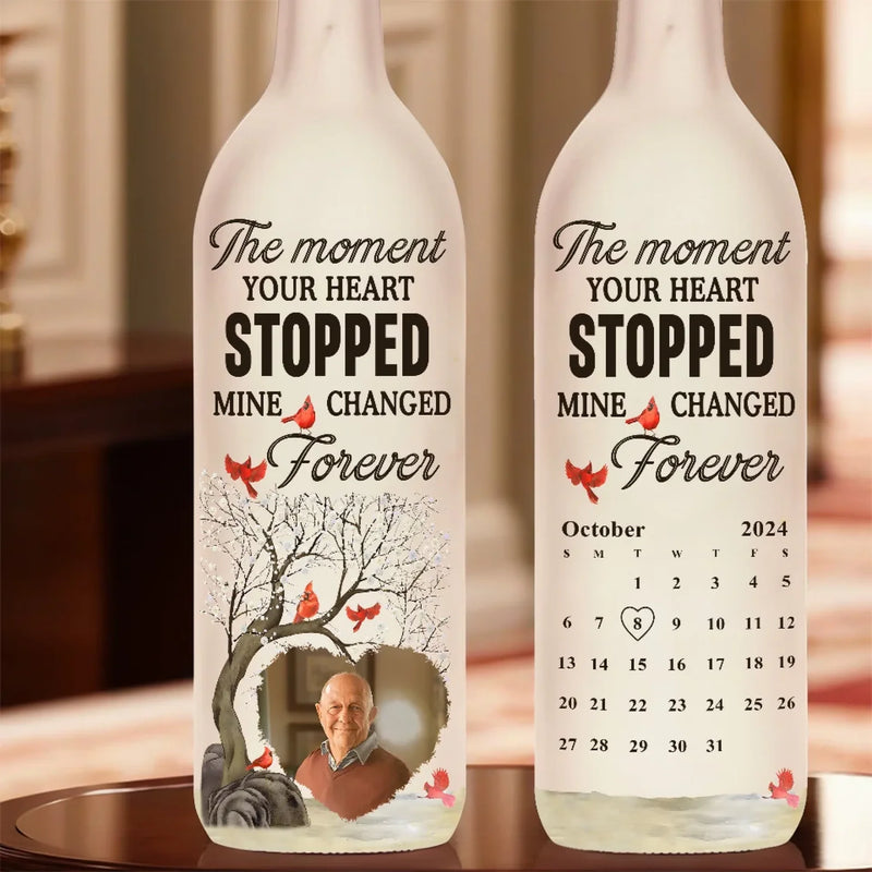Custom Photo Though You’re Gone, Your Love Remains - Memorial Personalized Custom Bottle Lamp - Sympathy Gift For Family Members