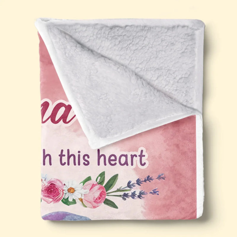 Her Love Is My Heart’s Warmest Memory - Family Personalized Custom Blanket - Gift For Mom, Grandma